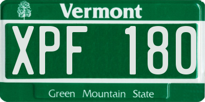 VT license plate XPF180