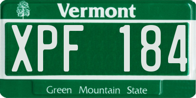 VT license plate XPF184