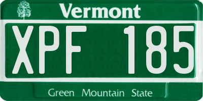 VT license plate XPF185