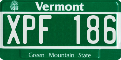VT license plate XPF186