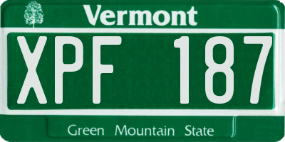 VT license plate XPF187