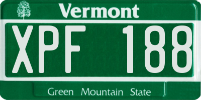 VT license plate XPF188