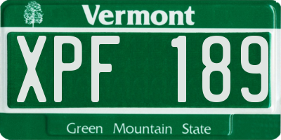 VT license plate XPF189