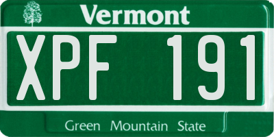 VT license plate XPF191