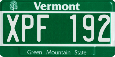 VT license plate XPF192