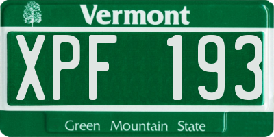 VT license plate XPF193