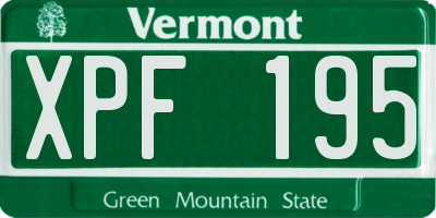 VT license plate XPF195