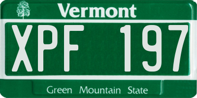VT license plate XPF197