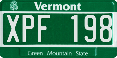 VT license plate XPF198