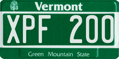 VT license plate XPF200