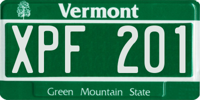 VT license plate XPF201