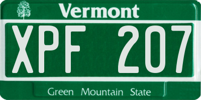 VT license plate XPF207