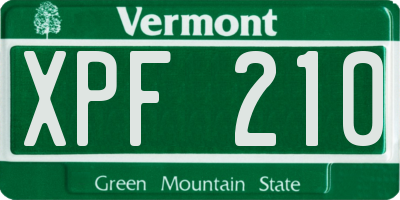 VT license plate XPF210
