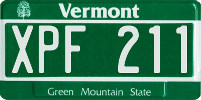 VT license plate XPF211