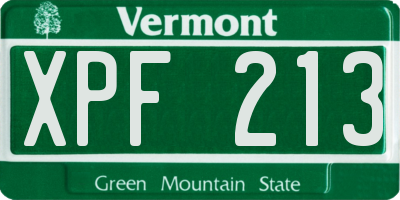 VT license plate XPF213