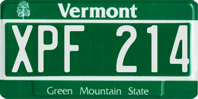 VT license plate XPF214