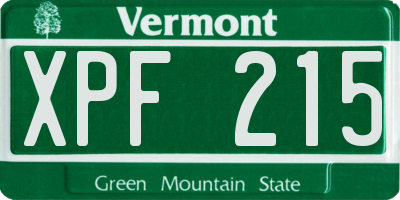 VT license plate XPF215