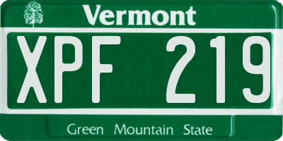 VT license plate XPF219