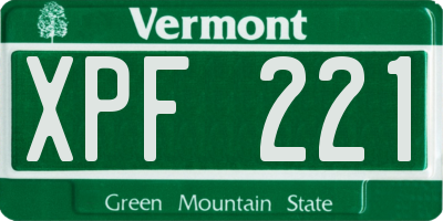 VT license plate XPF221
