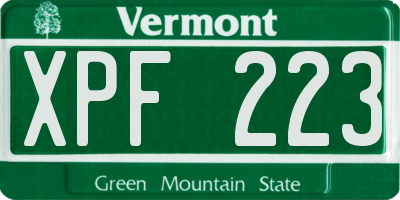 VT license plate XPF223