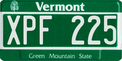 VT license plate XPF225