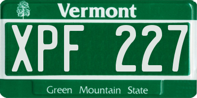 VT license plate XPF227