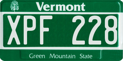 VT license plate XPF228