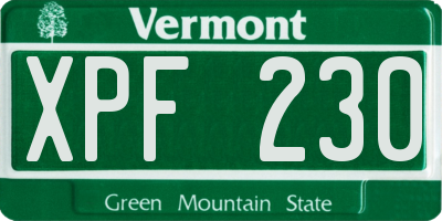VT license plate XPF230