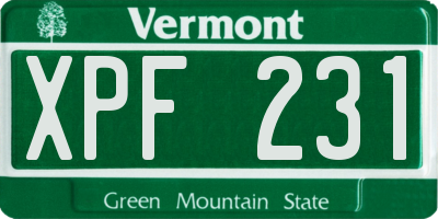 VT license plate XPF231