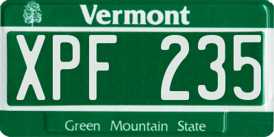 VT license plate XPF235