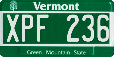 VT license plate XPF236