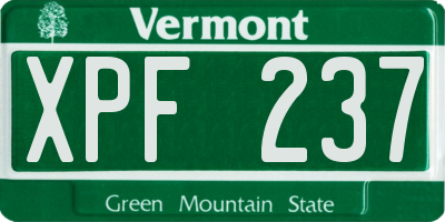 VT license plate XPF237