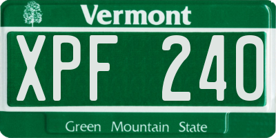 VT license plate XPF240