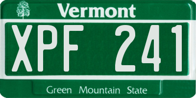 VT license plate XPF241