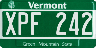 VT license plate XPF242