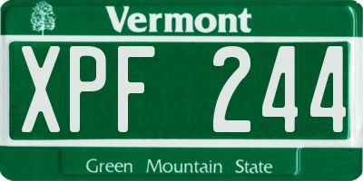 VT license plate XPF244