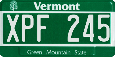 VT license plate XPF245