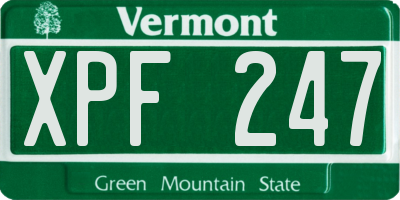 VT license plate XPF247