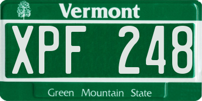 VT license plate XPF248