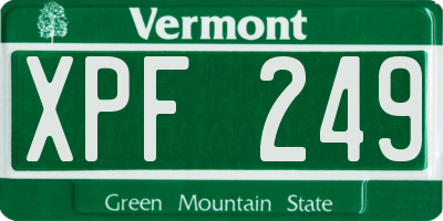 VT license plate XPF249