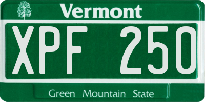 VT license plate XPF250