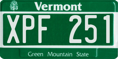 VT license plate XPF251