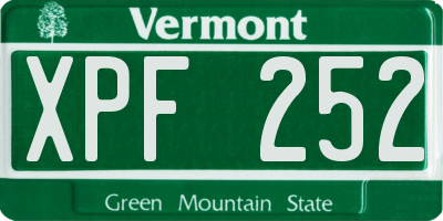 VT license plate XPF252