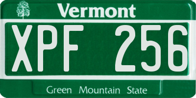 VT license plate XPF256