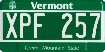 VT license plate XPF257
