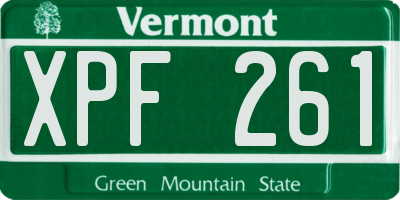 VT license plate XPF261