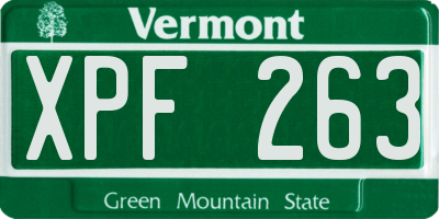 VT license plate XPF263