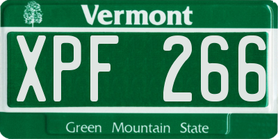 VT license plate XPF266