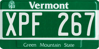 VT license plate XPF267