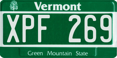 VT license plate XPF269